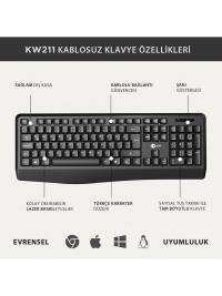 Lenovo Lecoo KW211 Kablosuz Türkçe Q Klavye & Mouse Set Siyah  SİYAH KLAVYE MOUSE SET - 4